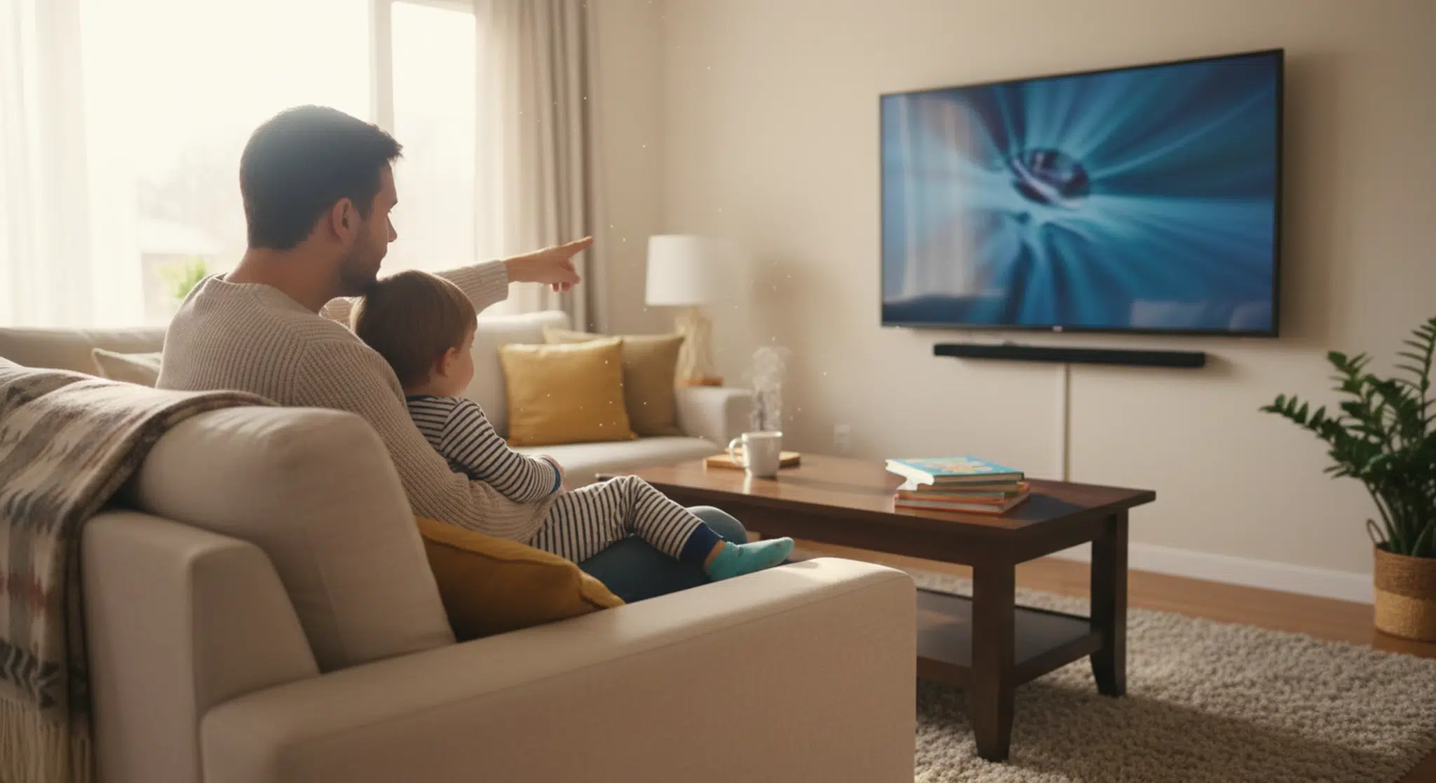 Best Shows for Toddlers Expert Picks and Screentime Rules | Betteroo A parent and toddler watching a show together on a living room couch