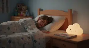 How Much Sleep Do Kids Need Sleep Chart and Bedtimes by Age | Betteroo Six-year-old child sleeping peacefully in their own bed in a softly lit bedroom
