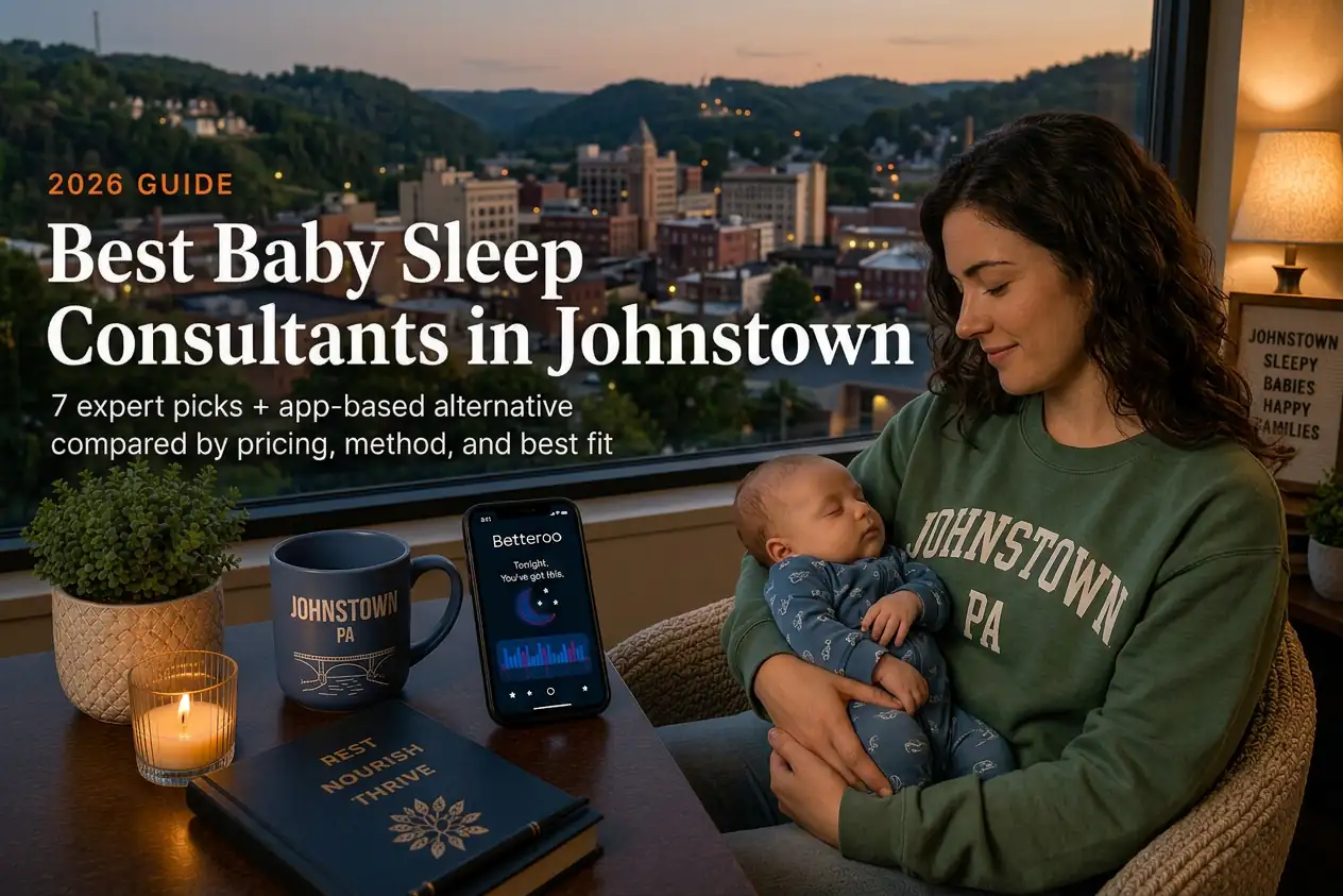 Mother rocking a sleeping baby near the Inclined Plane at dusk, guide to baby sleep consultants in Johnstown