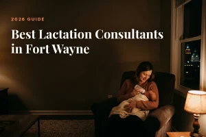 Mother feeding her baby at home in Fort Wayne at night, cover image for the Betteroo guide to the best lactation consultants in Fort Wayne in 2026