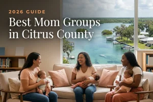 Best mom groups in Citrus County, FL: three moms holding their babies at a Citrus County new-parent meetup