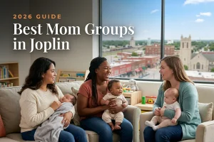 Best mom groups in Joplin, MO: three moms holding their babies at a Joplin new-parent meetup
