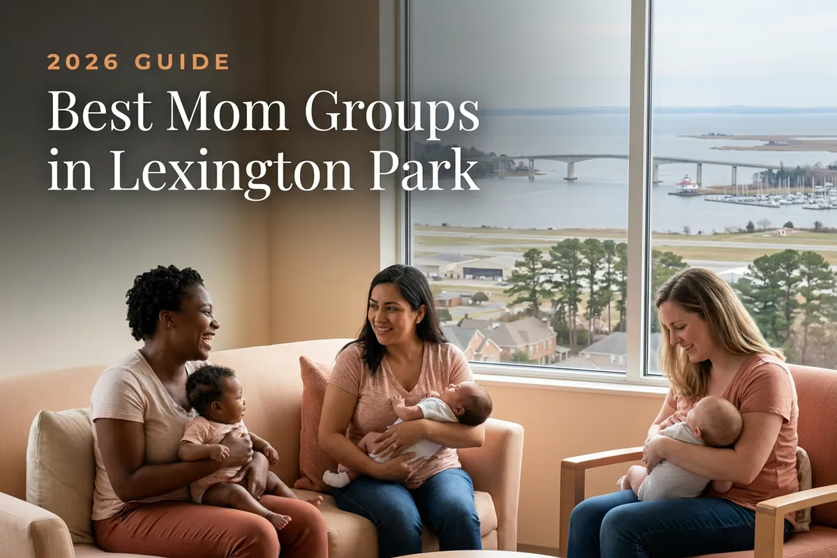 Best mom groups in Lexington Park, MD: three moms holding their babies at a Lexington Park new-parent meetup