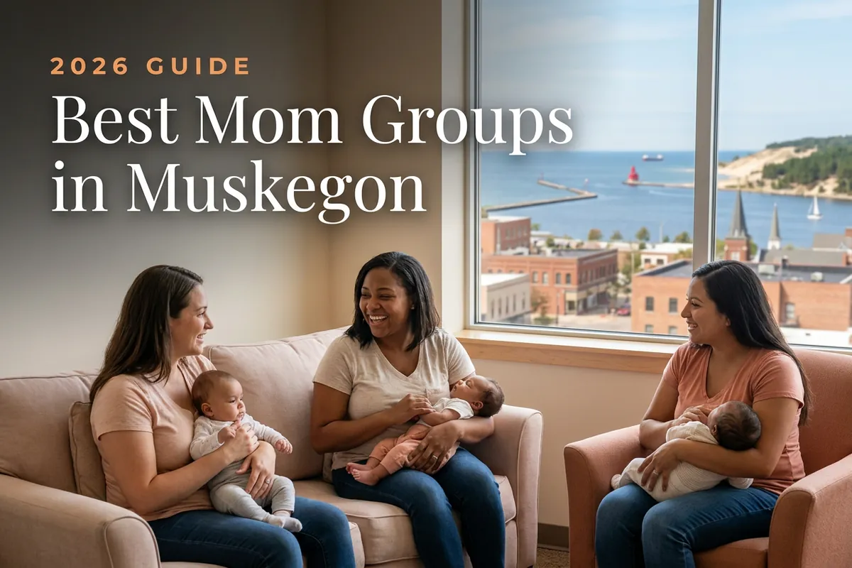 Best mom groups in Muskegon, MI: three moms holding their babies at a Muskegon new-parent meetup