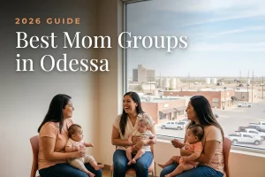 Best mom groups in Odessa, TX: three moms holding their babies at an Odessa new-parent meetup