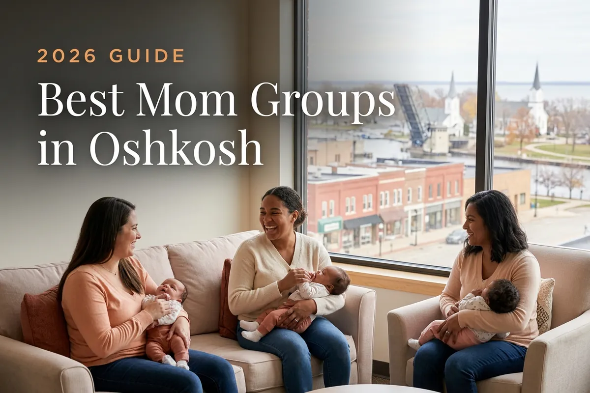Best Mom Groups in Oshkosh | Betteroo Best mom groups in Oshkosh, WI: three moms holding their babies at an Oshkosh new-parent meetup