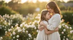 Bible Verses for Mothers Day 30 Kjv Verses About Mothers | Betteroo A mother holding her young daughter close in a sunlit garden, both smiling with their eyes closed