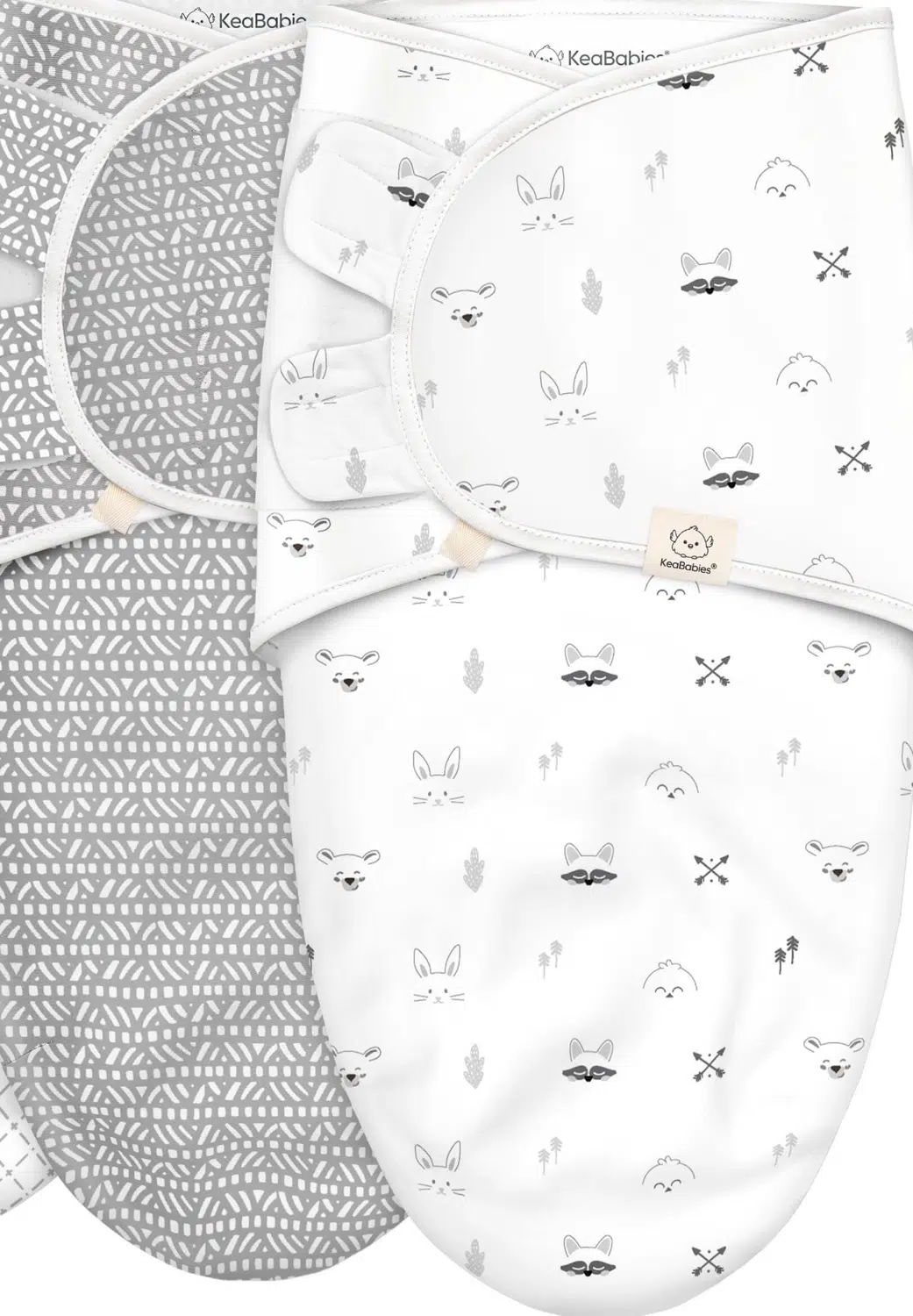 KeaBabies 3-Pack Organic Baby Swaddles, Nordic